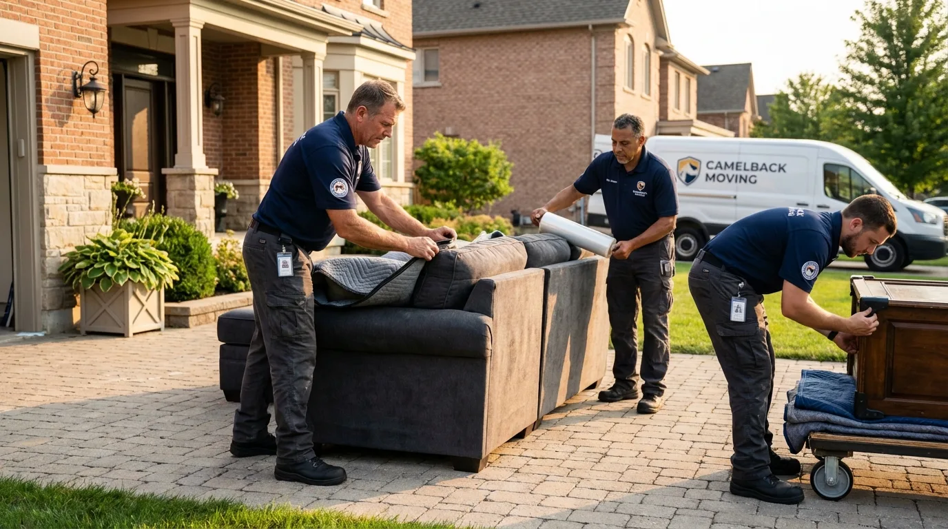 Large estate moving crew wrapping furniture in Florence, MS